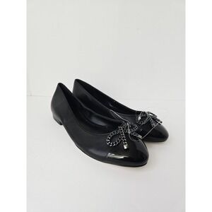 Michael Kors Ballet Flats black chain bow New  sz 6